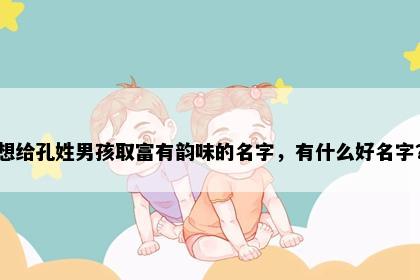 想给孔姓男孩取富有韵味的名字，有什么好名字？