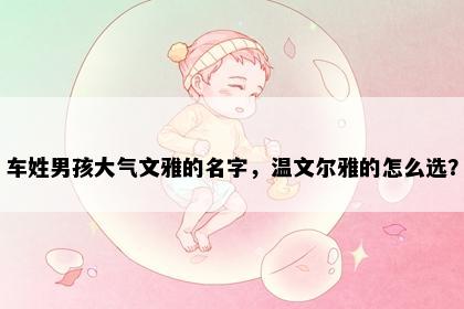 车姓男孩大气文雅的名字，温文尔雅的怎么选？