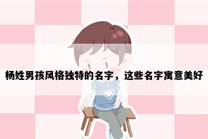 杨姓男孩风格独特的名字，这些名字寓意美好