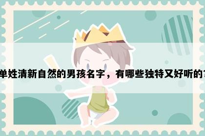 单姓清新自然的男孩名字，有哪些独特又好听的？