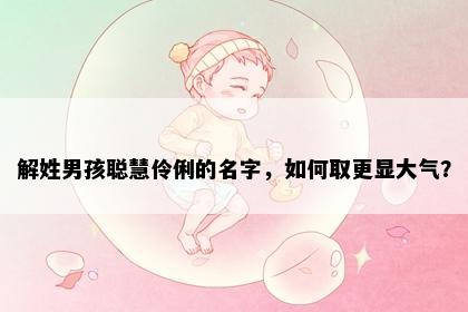 解姓男孩聪慧伶俐的名字，如何取更显大气？