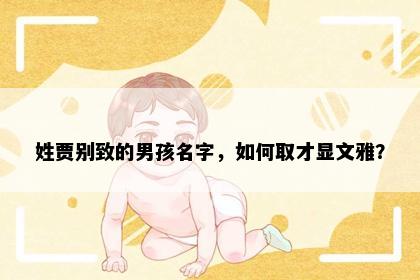 姓贾别致的男孩名字，如何取才显文雅？